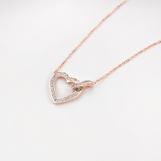 Dây chuyền nữ LAMY Heart Lock Stone Rose Gold 6021
