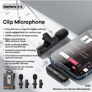 Bộ Microphone Live-Stream không dây Remax K02 cổng LaiNing (Đen)