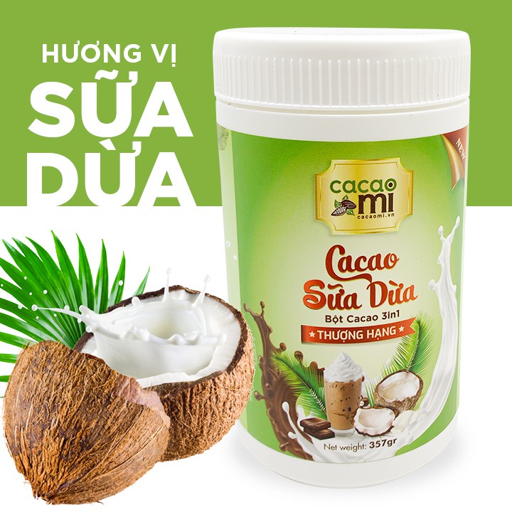 Ảnh Bột ca cao sữa dừa CacaoMi thức uống sô cô la pha trà sữa socola milo dầm cacao thơm ngon hũ 357g 2