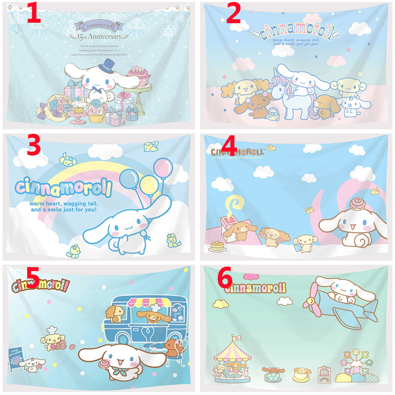 Thảm treo tường trang trí họa tiết hoạt hình Cinnamoroll đáng yêu 150x100cm