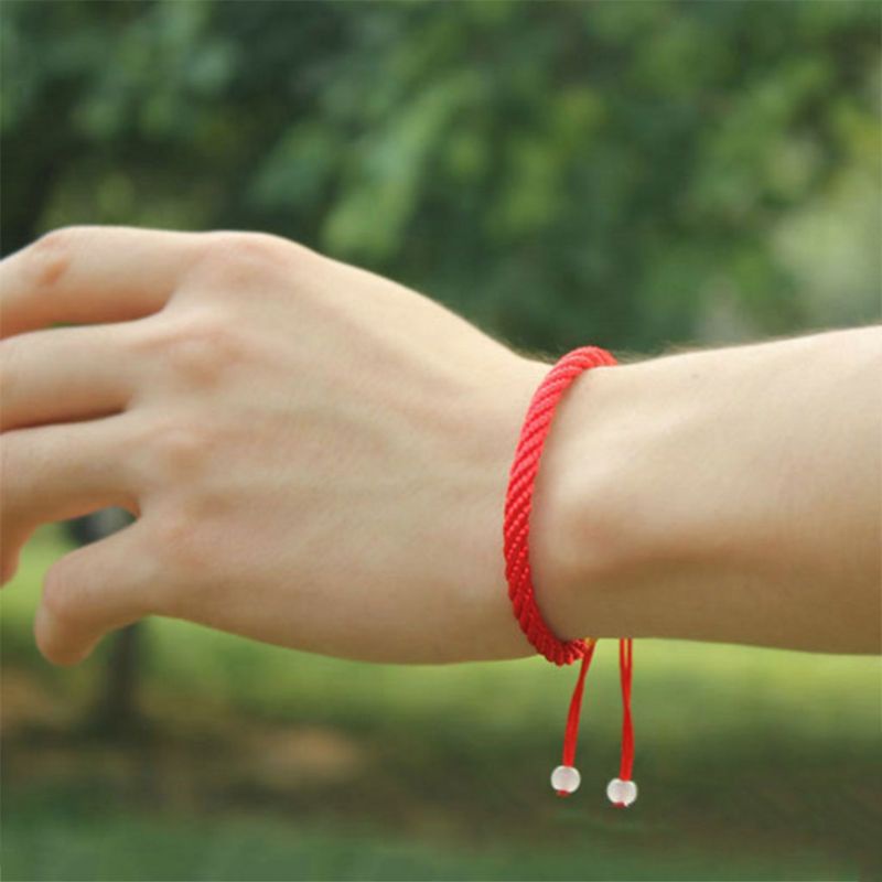 Vòng tay bện dây thừng handmade điều chỉnh được trang trí cầu may mắn dành cho các cặp đôi nam nữ