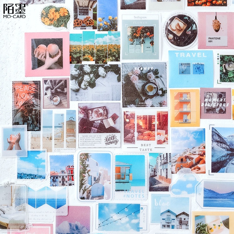 Sticker vintage set 40 miếng trang trí sổ laptop điện thoại DIY Crafts, Scrapbook, Journal, Diary, Planner HD28-K54.