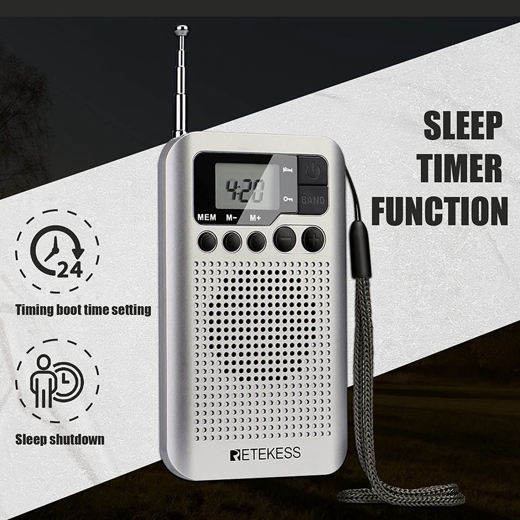 Ảnh Radio Retekess Tr106 Fm Am Di Động Với Màn Hình Lcd Điều Chỉnh Kỹ Thuật Số Có Loa Giắc Cắm Tai Nghe Và Chức Năng Đồng Hồ 3