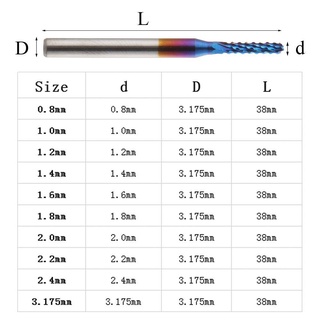 [Còn hàng] NEATDWELL 0.8-3.175mm End Mill Straight Shank Blue Titanium Coated Khắc Cắt cạnh