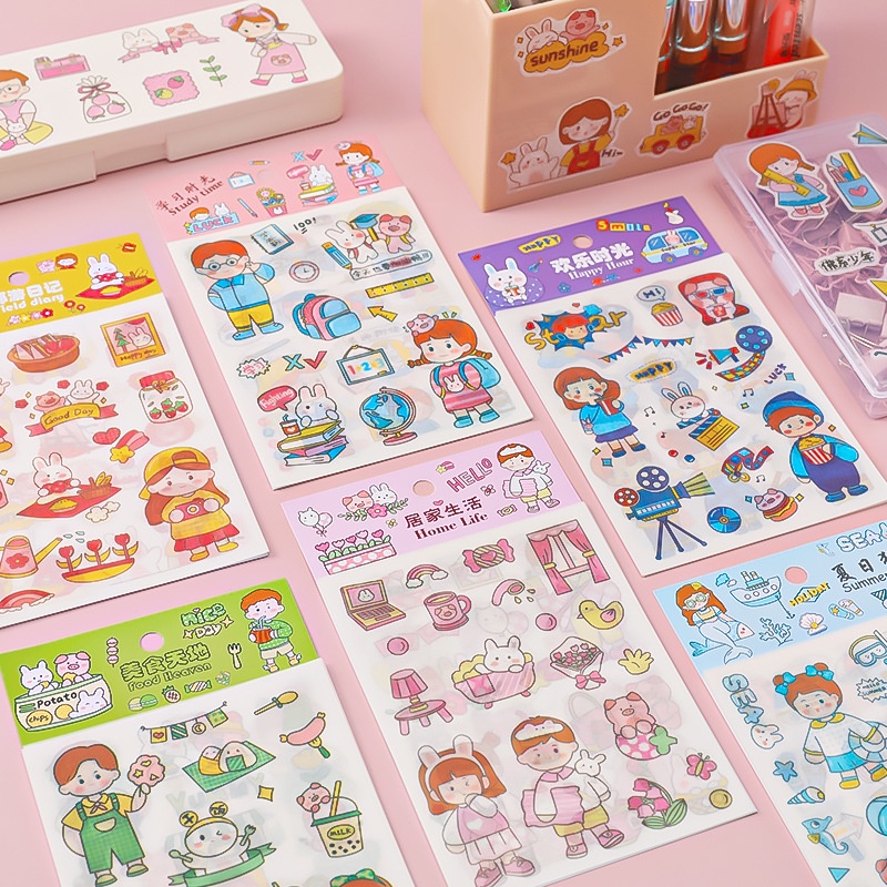 Set 12 sticker hoạt hình cô gái, chó shiba, emoji dễ thương | Shopee ...