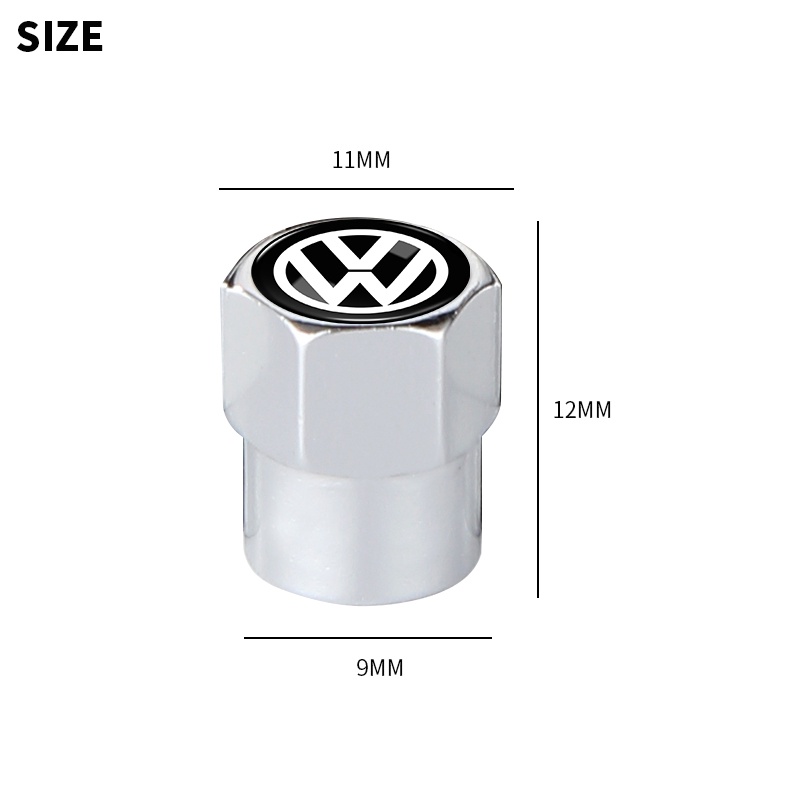 Bộ 4 Nắp Van Khí Bánh Xe Bằng Nhôm Hình Lục Giác Màu Đen / Bạc Cho VW Volkswagen Jetta MK5 Golf Passat 3B7 601 171