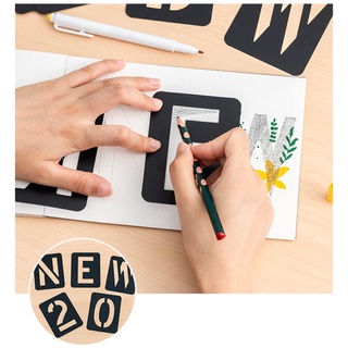 ELE 42 Miếng Chữ Số Stencil Bộ Bảng Chữ Cái Nhựa Tranh Mẫu Khuôn Bộ