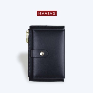 FOLD HAVIAS ví mini unisex nam nữ da Crossgrain thật nhập khẩu 100%