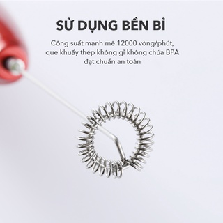 (BH 1 năm) Máy tạo bọt cà phê Samono SW-MFB11 đen, cầm tay không dây, dùng pin tiện lợi sử dụng máy đánh trứng đánh bọt