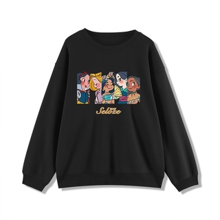 Áo Sweater Cổ Tròn Dáng Rộng In Họa Tiết Màu Đen Thời Trang Mùa Thu Cho Nữ