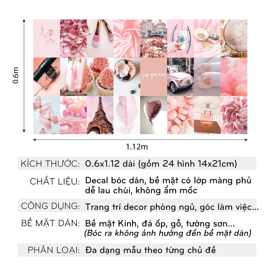 Postcard decor dán tường sticker vintage cute decal theme Pinky mẫu 3 1303 | BigBuy360 - bigbuy360.vn