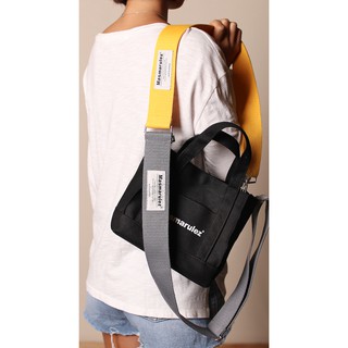 Túi tote cotton mini Masmarulez Hàn Quốc / Đen / Hồng / Xanh Lá / Xám Dây Đeo Bản Rộng Có Thể Tháo Rời (15 Màu) - Ngà, Đen, Xanh Lá, Xám, Xanh Lá, Tùy Chỉnh