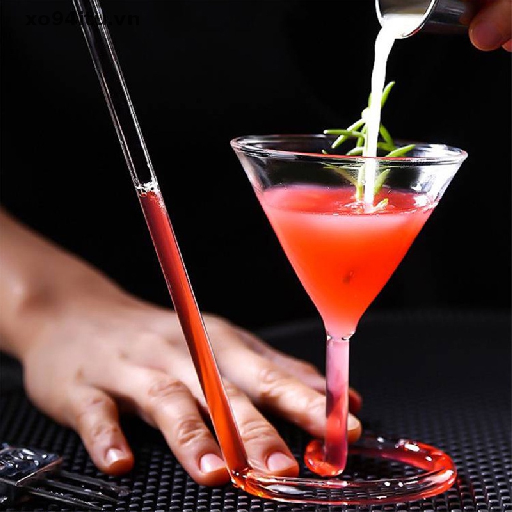Ống Hút Thủy Tinh Uống Rượu Cocktail Xoắn Ốc Đuôi Dài Sáng Tạo