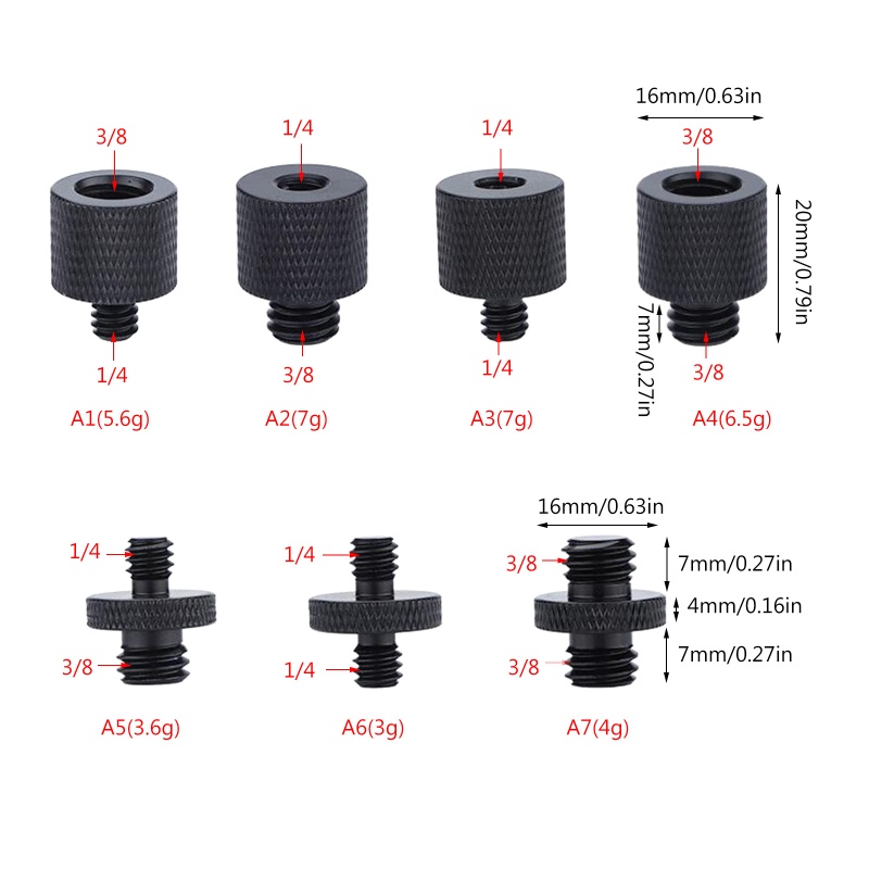Bộ chuyển đổi vít 3 / 8 Nữ sang 1 / 4 Mal cho máy ảnh ba chân