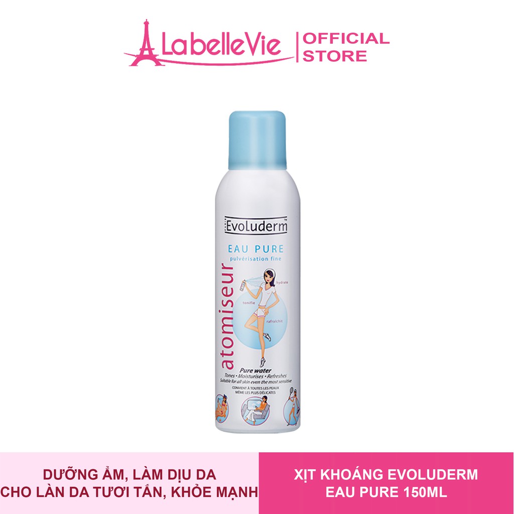 Ảnh Bộ 2 Nước Xịt Khoáng dưỡng ẩm, làm dịu da Evoluderm Atomiseur Eau Pure 150ml/chai 3