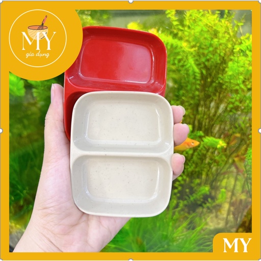 combo10 Chén Đựng Nước Chấm 2 Ngăn Nhựa Melamine FATACO Cao Cấp 2 Màu