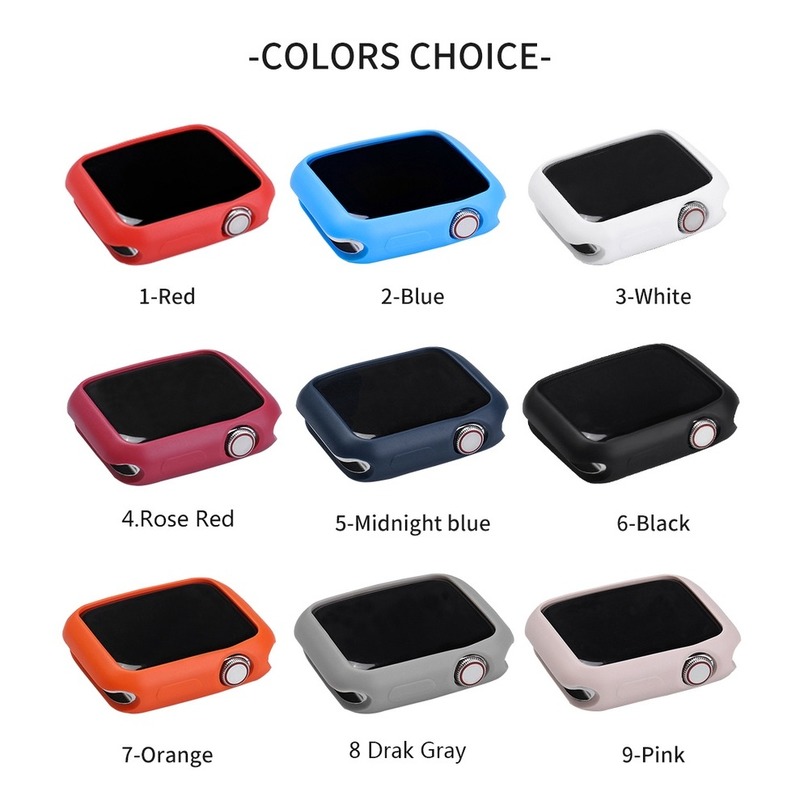 Vỏ bọc đồng hồ thông minh silicone cao su dẻo kích thước 42mm 38mm 40mm 44mm dành cho Apple iWatch 6 5 4 3 2 1
