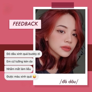 Thuốc Nhuộm Tóc Màu Đỏ Cherry, Đỏ Dâu, Tặng Kèm Oxy Trợ Dưỡng Và Găng Tay - Khanh.Color