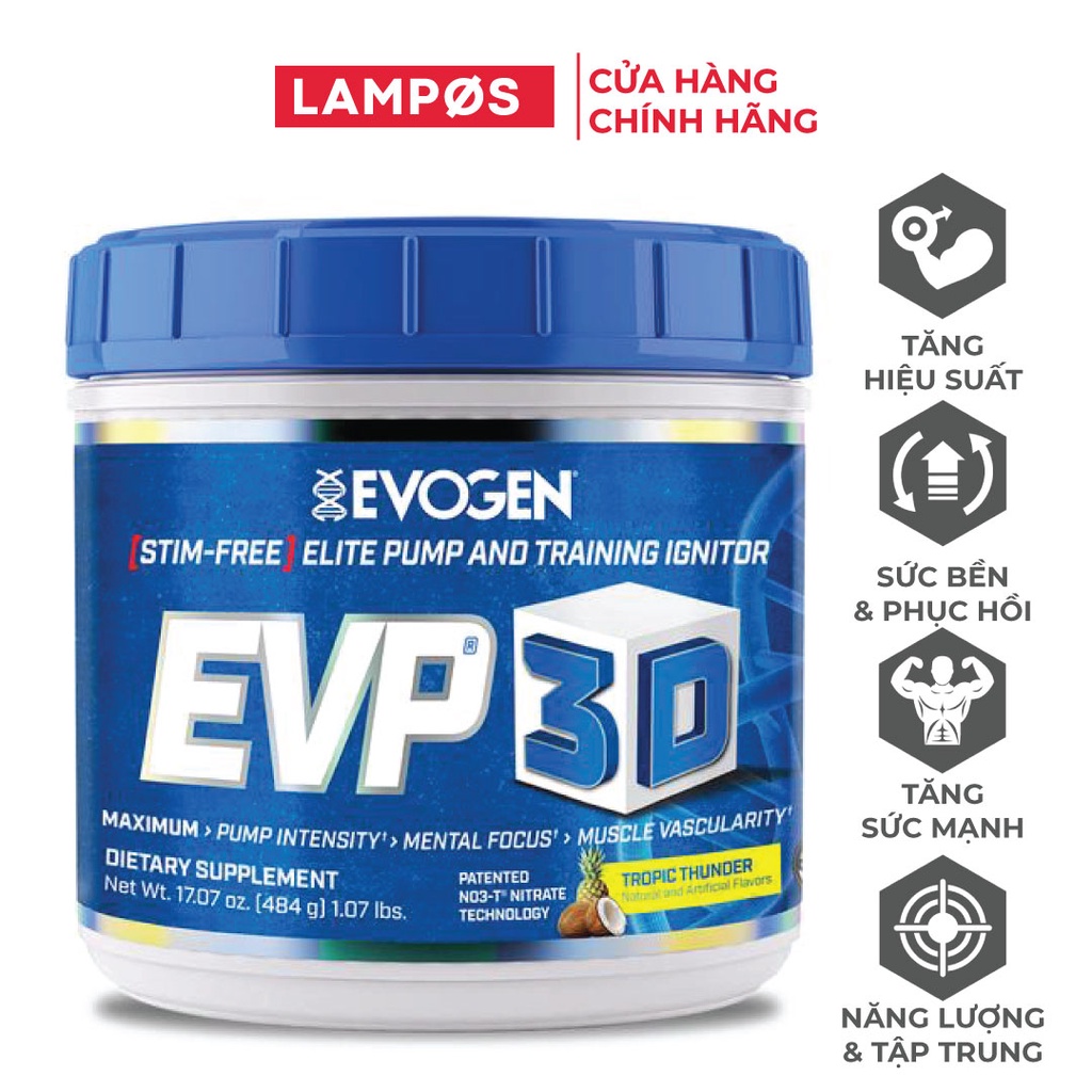 [Chính hãng BBT] Evogen EVP3D, PreWorkout Hỗ Trợ Tập Trung Tăng Sức