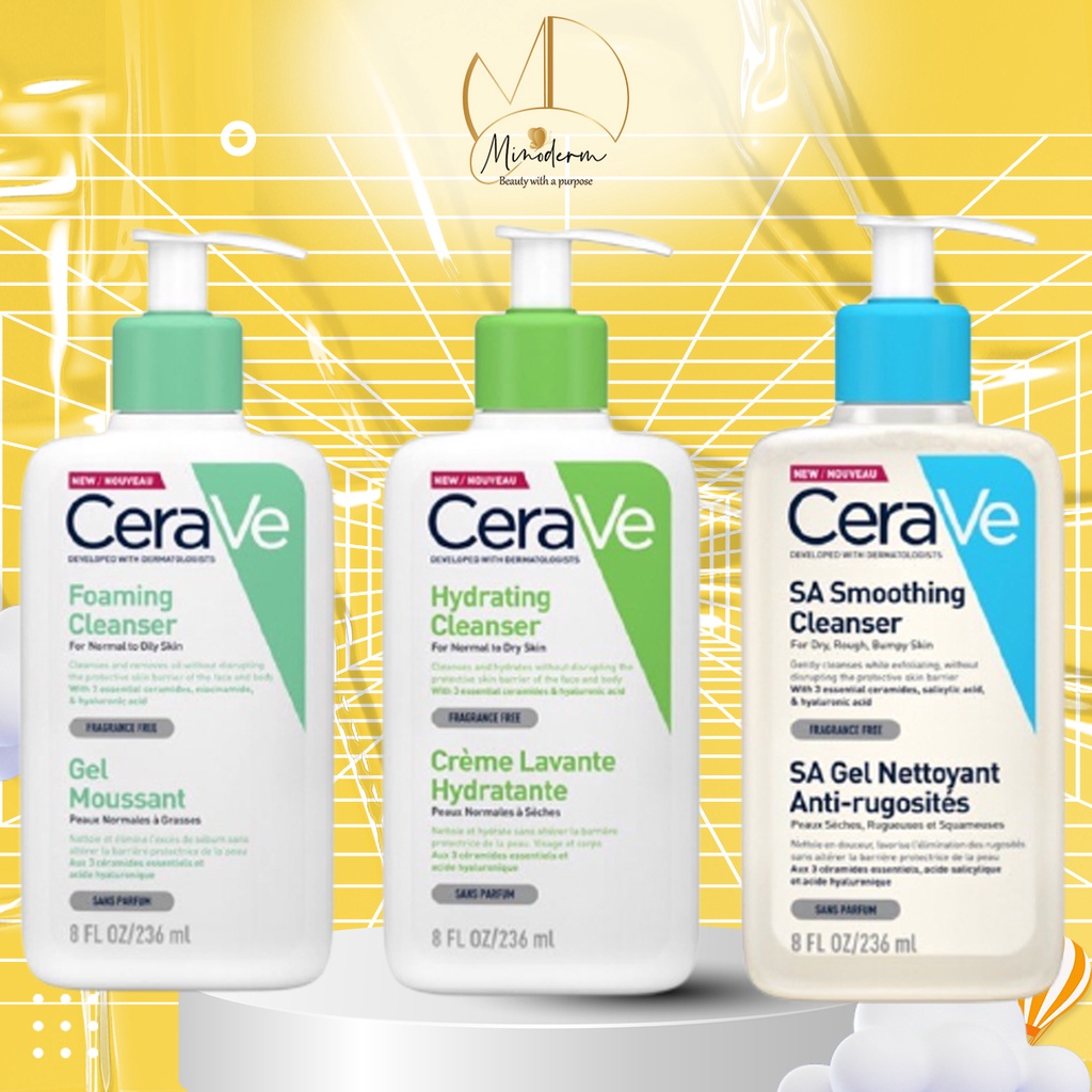 Sữa rửa mặt Cerave Foaming Cleanser, CeraVe Hydrating Cleanser, SA Cleanser cho mọi loại da 88ml, 236ml, 473ml