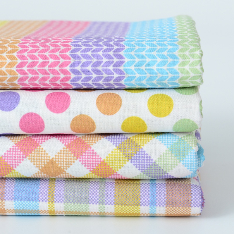 Cầu Vồng Hình Học In Vải Nhật Bản Phong Cách Hàn Quốc Trẻ Em Đầm Quần Bé DIY May Vải Cotton TJ7690