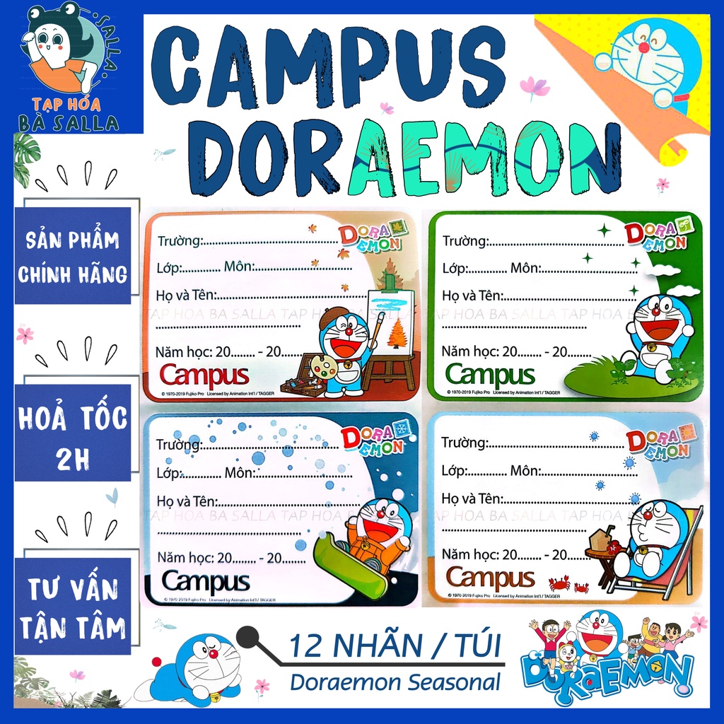 Nhãn vở Doraemon Campus ( 12 nhãn / túi ) | Shopee Việt Nam