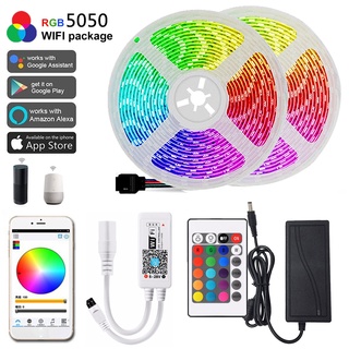 5m 10m 15m Dải LED Tuya Thông Minh 5050 RGB Dải Đèn LED Dải Ruy Băng Linh Hoạt Sọc DC 12V IP65 Băng Diode Chống Nước WIFI Bộ Điều Khiển Adapter