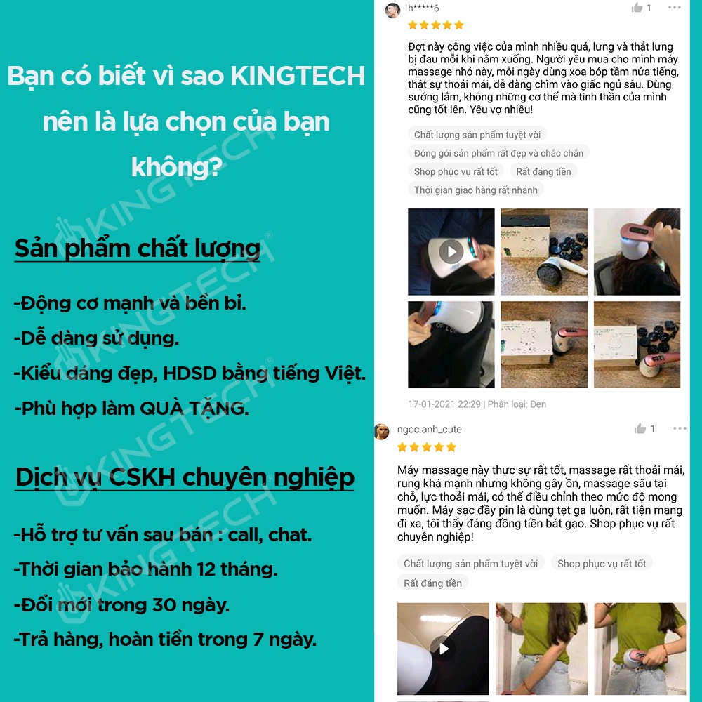 Ảnh Máy Massage Cầm Tay Dành Cho Chị Em KINGTECH YT-1803 - Mát Xa Toàn Thân Đa Năng, Chuyên Sâu Cho Eo Bụng, Cổ - Chính Hãng 2