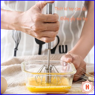 Cây Đánh Trứng Inox Có Trục Xoay Tự Động Tiện Dụng { H }
