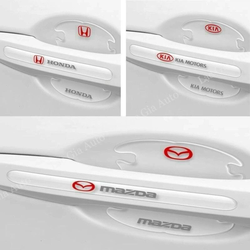 Bộ 10 Miếng Dán Silicon Chống Xước Hõm Cửa, Tay Nắm Cửa, Gương Có Logo Hãng Xe