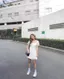 ĐẦM TRẮNG CỔ VUÔNG CHẤT VẢI DẦY DẶN HOA NHÍ
