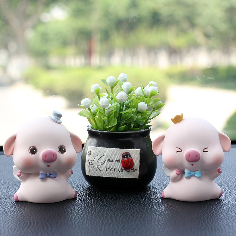 Decor bộ heo, lợn gia đình trang trí taplo ô tô vô cùng đáng yêu , phụ kiện xe hơi sáng tạo, hoặc để bàn làm việc có tặn