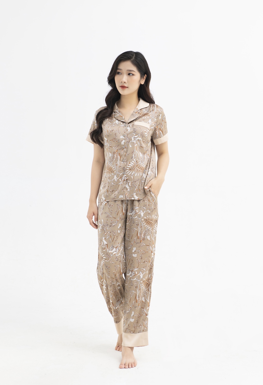 Mô tả Đồ Ngủ Pijama Lụa Satin Nhật Cao Cấp Cộc Tay JAPAN SILK Họa Tiết Sang Trọng - 11