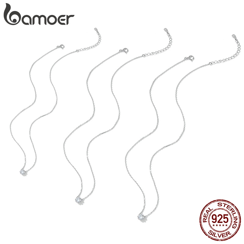 Vòng cổ BAMOER bạc 925 đính kim cương sang trọng thời trang cho nữ