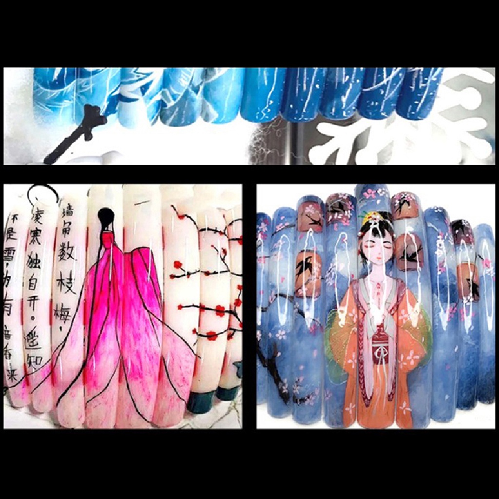 [Hàng mới về] Set 10 móng tay giả trong suốt siêu dài trang trí thủ công tiện dụng