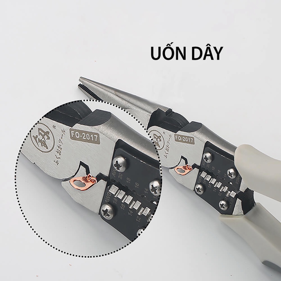 Kìm Nhọn Kìm Bằng Kềm Đa Năng Nhật Bản 5 trong 1 FUKOUKA Kẹp-Cắt-Uốn-Cuộn-Tuốt dây Dụng Cụ Điện Nước