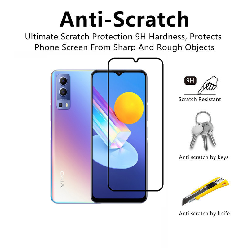 Kính cường lực 2IN1 Vivo Y72 5G Kính cường lực phủ sóng toàn diện cho Vivo Y31 Y30 Y50 V20 2021 V20 SE Pro Y20 Y20i Y20S Bảo vệ màn hình và bảo vệ ống kính máy ảnh