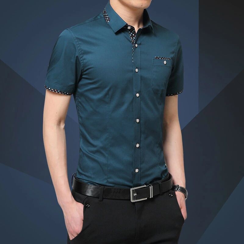 #Giá Thấp Cho Điện Thoại# Áo Sơ Mi Cotton Ngắn Tay Có Túi Thời Trang Công Sở Cho Nam