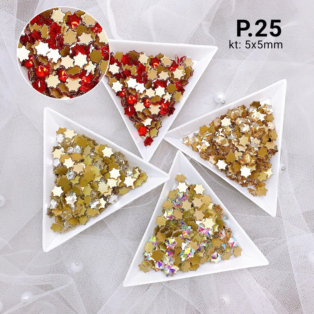 Túi 10 Viên Đá Nail Hình Sao 6 Cánh Chân Bằng Trang Trí Móng ANGELICA P25