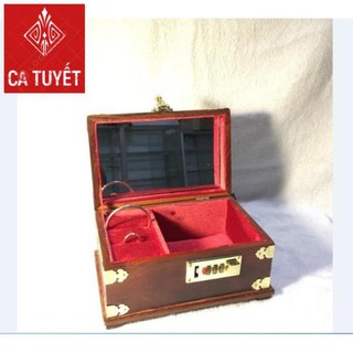 HỘP TRANG SỨC GỖ HƯƠNG TRƠN CAO CẤP LÓT NHUNG có KHÓA MÃ SỐ (ẢNH THẬT 100%)