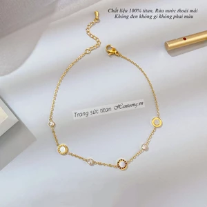 Vòng tay titan nữ không gỉ khắc số la mã đính đá pha lê phong cách hàn quốc