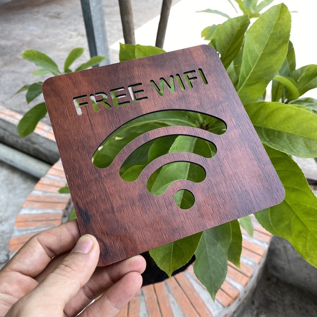 Bảng Gỗ Decor Free Wifi trang trí quán Cafe Homestay