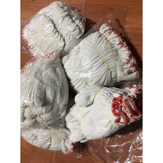 Bịch 10 đôi găng tay sợi bảo hộ lao động loại 40g màu trắng, găng tay sợi trắng