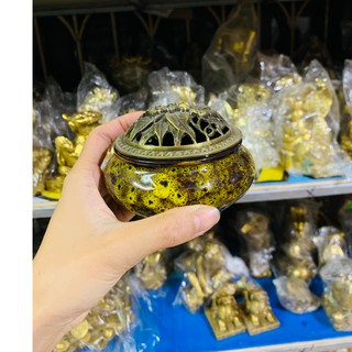 Lư xông trầm đốt trầm gốm tặng kèm nụ trầm đồ thờ cúng