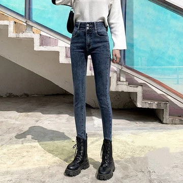Size Lớn Cao Cấp Quần Jean Nữ Xuân Thu 2021 Ôm Hơn Nhìn Quần Jean Co Giãn Slim-fit Quần Bút Chì Slim-fit Quần Skinny Hợp Thời Trang Đơn Giản Quần Áo Nữ