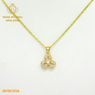Dây Chuyền, Vòng Cổ Nữ Mặt Đính Đá, Titan Xi Mạ Vàng Non 24k Cao Cấp - Trang Sức Hava Hong Kong