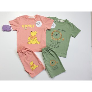 Bộ bé trai bộ bé gái gấu POOH Bộ bé trai in sư tử hoạt hình Minky Mom MK06