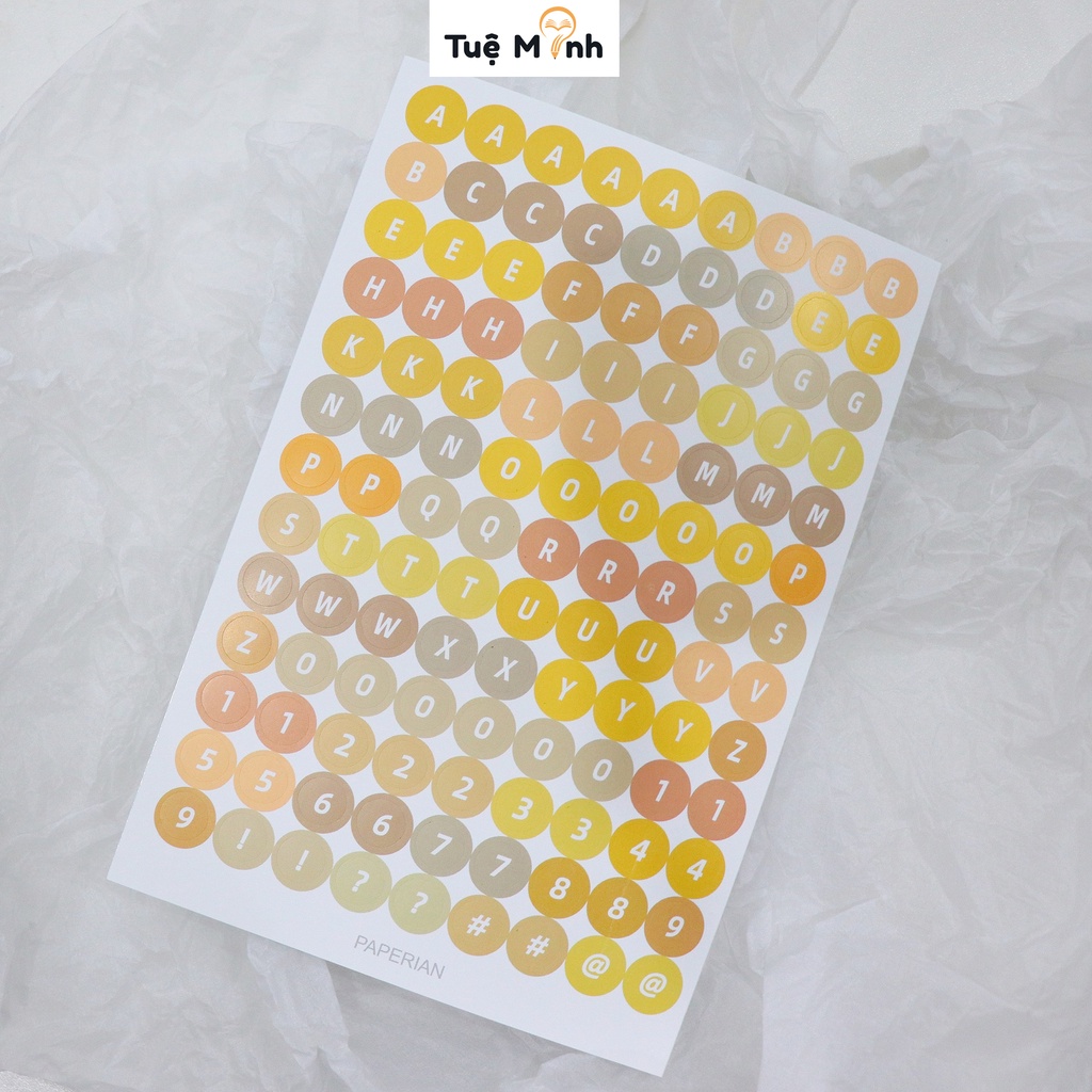 Sticker chữ cái alphabet, chữ số viền dot dán take note, trang trí đa ...