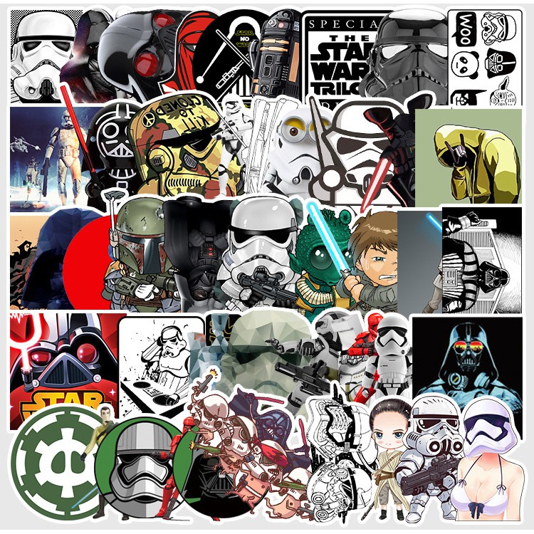 [Set 50 Cái] Sticker phong cách Star Wars đẹp dán trang trí laptop, mũ ...