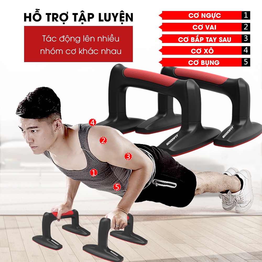 Ảnh Dụng cụ chống đẩy hít đất tập luyện tại nhà GoodFit để bám chống trượt, chịu lực 300kg GF301PU 3